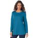 Plus Size Women's Long-Sleeve Crewneck Ultimate Tee by Roaman's in Peacock Teal (Size L) Shirt