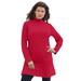 Plus Size Women's Mockneck Ultimate Tunic by Roaman's in Classic Red (Size L) 100% Cotton Mock Turtleneck