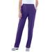 Plus Size Women's Straight-Leg Soft Knit Pant by Roaman's in Midnight Violet (Size S) Pull On Elastic Waist