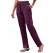 Plus Size Women's Straight-Leg Soft Knit Pant by Roaman's in Dark Berry (Size 3X) Pull On Elastic Waist