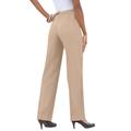 Plus Size Women's Classic Bend Over® Pant by Roaman's in New Khaki (Size 24 T) Pull On Slacks