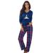 Plus Size Women's Cozy Pajama Set by Dreams & Co. in Evening Blue Plaid (Size 30/32) Pajamas