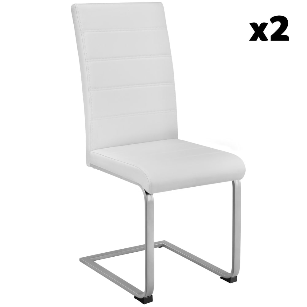 Ensemble de 2 chaises de salle à manger Rembourrées aspect cuir blanc