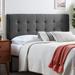 Wade Logan® Square Tufted Mid-Rise Headboard w/ USB Ports Plastic in Gray/Black | 46 H x 62.2 W x 3 D in | Wayfair B9B41F7C367A4AC8851594EF959F616F