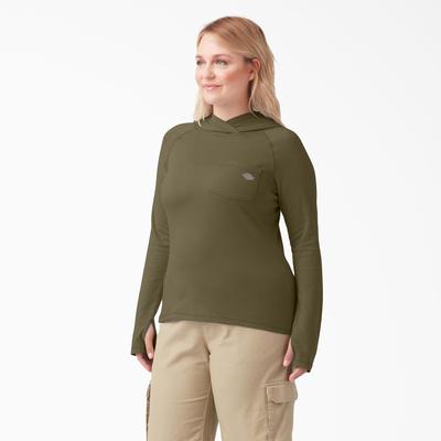 Dickies Women's Plus Cooling Performance Sun Shirt - Military Green Heather Size 2X (SLFW47)