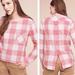 Anthropologie Tops | Cloth + Stone Linen Plaid Button Back Blouse Pink Sz M Anthropologie | Color: Pink/White | Size: M