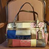 Coach Bags | Authentic Coach Signature Patchwork Bowler Bag Pink Gold Blue D1171-F17164 | Color: Blue/Gold | Size: Os