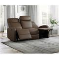 Wade Logan® Alecander 70" Wide Home Theater 3-Seat Reclining Sofa In Distressed Faux Leather Polyester in Brown | 39 H x 70 W x 36.75 D in | Wayfair