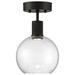 Everly Quinn Port Nine Burgundy LED Semi-Flush - Antique Brushed Brass - Seeded Glass - Dedicated LED Glass in Black | Wayfair