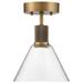 Latitude Run® Port Nine Martini LED Semi-Flush - Antique Brushed Brass - Clear Glass - Dedicated LED Glass in Yellow | 11 H x 8 W x 8 D in | Wayfair