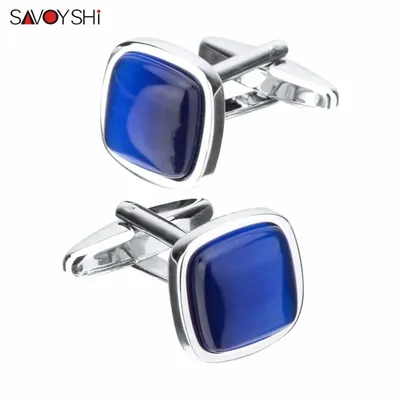 SAVOYSHI-lèvent de manchette de luxe en pierre d'opale bleue pour hommes et femmes accessoires de