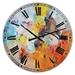 Designart 'Blue And Yellow Color Spatters II' Large Modern Wall Clock