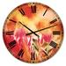 Designart 'Tulips on Abstract Red Background' Floral Large Wall CLock