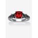Women's Cushion-Cut Birthstone Ring In Sterling Silver by PalmBeach Jewelry in July (Size 7)