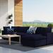 Commix 5-Piece Sunbrella Outdoor Patio Sectional Sofa by Modway Metal/Rust - Resistant Metal/Sunbrella® Fabric Included in Blue/White | Wayfair