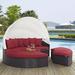 Quest Circular Outdoor Wicker Rattan Patio Daybed w/ Canopy by Modway Wood in Brown | 31.5 H x 89.5 W x 86.5 D in | Wayfair EEI-983-EXP-RED-SET