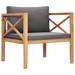 vidaXL Patio Chair with Dark Gray Cushions Solid Teak Wood - Brown - 25.6" x 25.6" x 23.6"