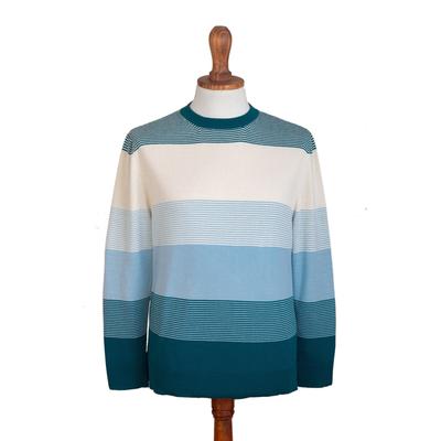 Cool Horizons,'Men's Striped Pima Cotton Sweater'