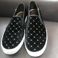 Kate Spade Shoes | Host Pic Keds X Kate Spade W9.5 Nwt Black Velvet Slip On Sneakers W Gold Studs | Color: Black/Gold | Size: 9.5