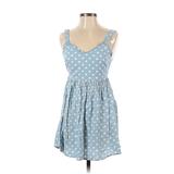 Rosie Harlow Casual Dress - Mini Plunge Sleeveless: Blue Polka Dots Dresses - Women's Size X-Small