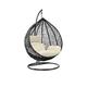 Garden Swing Egg Chair Hanging Chair Hammock Chair with Cushion, Double Egg Chair Egg Swing Chair Patio Furniture Indoor Outdoor Lounge Black Chair Brown Cushion with Sturdy Steel Frame