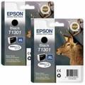 Epson T1301 Stag Black Ink Cartridge Twin Pack