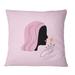 East Urban Home Abstract Portrait Of Women w/ Star On Pink - Glam Printed Throw Pillow Polyester/Polyfill blend | 16 H x 16 W x 5 D in | Wayfair