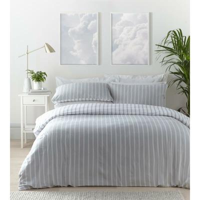 Home Harvard Stripe Grey Super King Duvet Set ReversibleBedding Bed Set - Grey - Portfolio