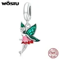 WOSTU-Breloques colorées en argent regardé 925 pour femme pendentif nickel é perles arc-en-ciel