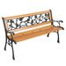 49" Garden Bench Patio Porch Chair Deck Hardwood Cast Iron Love Seat Rose Style Back - 49.5x 20.5 x 29