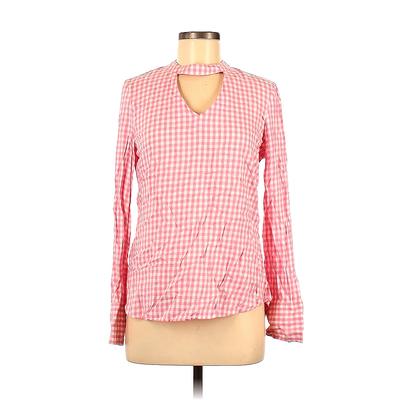 Maurices Long Sleeve Button Down Shirt: Pink Print Tops - Women's Size Medium