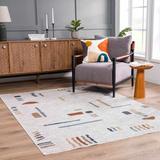 Arnon 2' x 3' Modern Bone/Dark Gray/Copper/Driftwood/Smoke/Oatmeal/Gray/Dark Blue/Brown/Rust/Medium Gray/Navy/Dark Red Washable Area Rug - Hauteloom