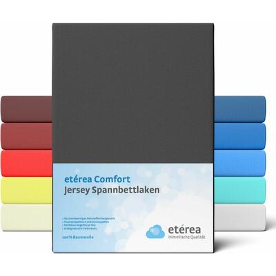 etérea Comfort Jersey Spannbettlaken Schwarz, 90x200 cm - 100x200 cm