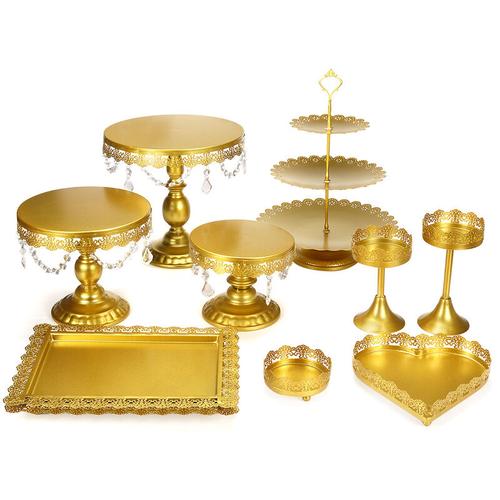 10 Stück Kristall Gold Metall Kuchenhalter Cupcake Stand Hochzeit Teller