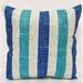 Stripe turquoise and denim outdoor decorative throw pillow