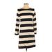 J.Crew Casual Dress - Sweater Dress Crew Neck 3/4 sleeves: Blue Stripes Dresses - Used - Women's Size X-Small