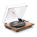 ANGELSHORN Bluetooth Turntable Vinyl Record Belt Drive Decorative Record Player in Black/Brown | 4.92 H x 16.53 W x 14.17 D in | Wayfair