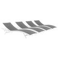 Glimpse Outdoor Patio Mesh Chaise Lounge Set of 4 by Modway Metal | 32 H x 100 W x 78 D in | Wayfair EEI-4039-WHI-GRY