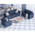 Latitude Run® Tomario 3- Piece Upholstered Living Room Set w/ Storage Denim | 33.9 H x 86.21 W x 30.31 D in | Wayfair Living Room Sets