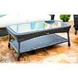 Tortuga Outdoor Sea Pines Glass Coffee Table Glass/Wicker/Rattan in Yellow | 15.5 H x 39 W x 21 D in | Wayfair LEX-4T