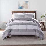 Serta Simply Clean Billy Textured Stripe Antimicrobial Comforter Set Polyester/Polyfill/Microfiber in Gray | King Comforter + 2 King Shams | Wayfair