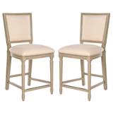 SAFAVIEH 26- Inch Buchanan Light Beige Rectangular Counter Stool (Set of 2) - 19.3" x 23.5" x 43.3"