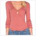 Free People Tops | Free People Ribbed Keyhole Long Sleeve Top | Color: Pink/Red | Size: S