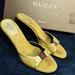 Gucci Shoes | Gucci Heels Shoes Pumps Stiletto Gold Web Gg Logo Slip In Mules Sandals Designer | Color: Gold/Green | Size: 9.5