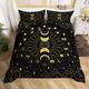 Loussiesd Black and Gold Bedding Set Constellation Duvet Cover Set Galaxy Celestial Sun and Moon Comforter Cover Decor for Home Bedroom Unique Design Bedspread Cover Double Size With 2Pillowcase