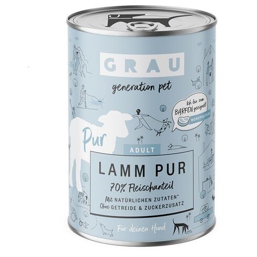 GRAU Hundefutter 6 x 400 g – Lamm Pur mit Leinöl
