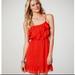 American Eagle Outfitters Dresses | American Eagle Strappy Ruffle Blouson Dress Lined Cinched Waist Size Medium M | Color: Orange/Red | Size: M