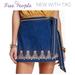 Free People Skirts | Free People Denim Wrap Tie Skirt, Aztec Boho Embroidery, Hendrix Skirt, Nwt | Color: Blue/Yellow | Size: 4