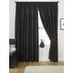 Viceroybedding Black Faux Silk Tape Top/Pencil Pleat lined curtains width 66" x Drop 108"