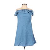 Noble U Casual Dress - A-Line: Blue Solid Dresses - Women's Size Small